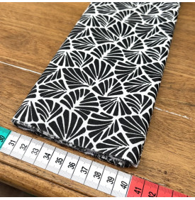 Coupon Coton Enduit Imprimé / Motif Graphique - Antibes Noir & Blanc