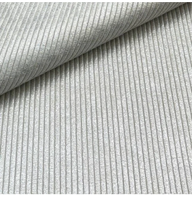 Tissu Velours Côtelé Huggy Métallisé 5 mm / Argent
