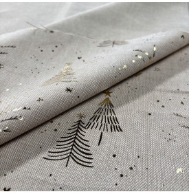 Tissu Palace / Sapins de Noël Dorés – Fond Naturel
