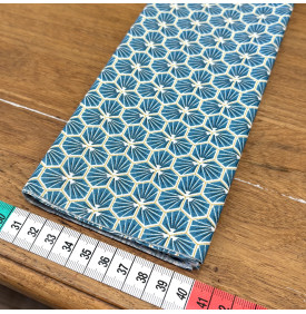 Coupon Coton Enduit / Motif Géométrique Riad – Canard & Ocre