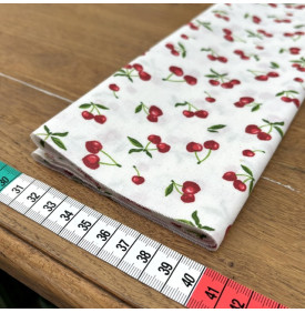 Tissu Coton Enduit / Motif Cerises – Cerise Rouge & Blanc