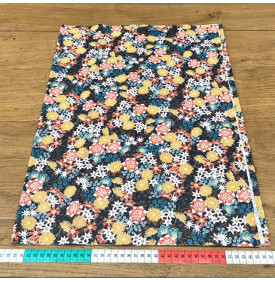 Coupon Coton Enduit / Motif Fleurs Japonaises – Akemi Marine