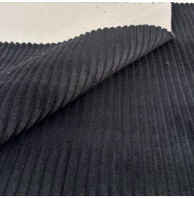 Velours Côtelé "Futé" - Larges Côtes 10 mm – Noir | 13.50 €/M