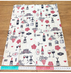 Tissu Coton Enduit / Motif Vignoble – Vignoble Lin & Rouge | 14.90 €/M