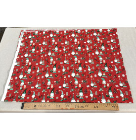 Tissu Coton Imprimé / Motif Noël - Lutins Rouge, Vert & Blanc