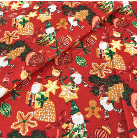 Tissu Coton Imprimé / Motif Noël - Mutins Rouge & Vert