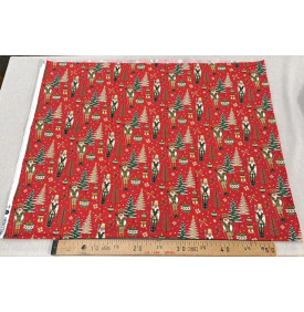 Tissu Coton Imprimé / Motif Noël - Casse-Noisette Melchior Rouge & Vert