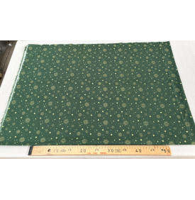 Tissu Coton Imprimé / Motif Noel - Céleste Vert & Or