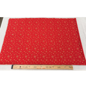 Tissu Coton Imprimé / Motif Noel - Céleste Rouge & Or
