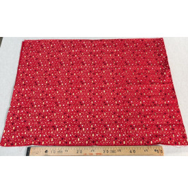 Tissu Coton Imprimé / Motif Noel - Sapins & Cœurs Rouge & Or