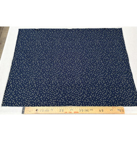 Tissu Coton Imprimé / Motif Noël - Pois Or & Bleu Marine