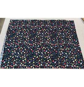 Tissu Coton Imprimé / Motif Noël - Féerie Bleu Marine & Or