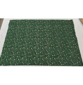 Tissu Coton Imprimé / Motif Noël - Sapins & Étoiles Vert, Or & Rouge