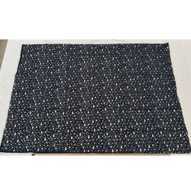 Tissu Coton Imprimé / Motif Noël - Sapins & Étoiles Bleu Marine, Or & Rouge