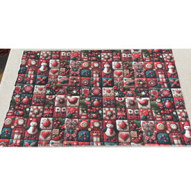 Sergé de Coton / Motif Noël - Patchwork Rouge & Vert