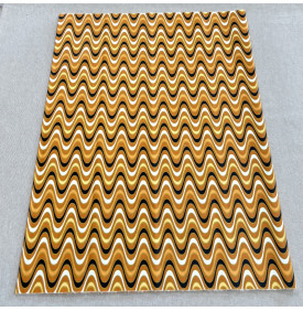 Tissu Coton Enduit / Motif Vagues Rétro – Groovy Ocre & Noir | 14.90 €/M