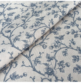 Tissu Aspect Lin / Motif Fleuri – Meredith Lin & Bleu | 10.90 €/M