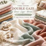 Coupon tissu gaze de coton uni & pailleté – double gaze douce