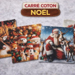 Carré coton Noël 45x45 cm – Motif placé couture